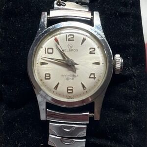Vintage Helbros Invincible Swiss Manual Wind Wristwatch Running Sunburst